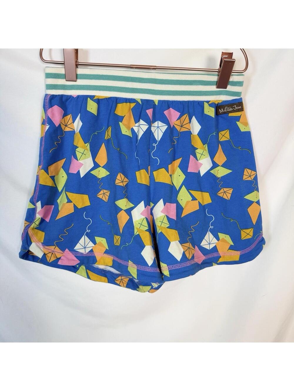 Matilda Jane Brilliant Daydream Flying Colorful Kites Blue Shorts Girl Sz 12 NWO